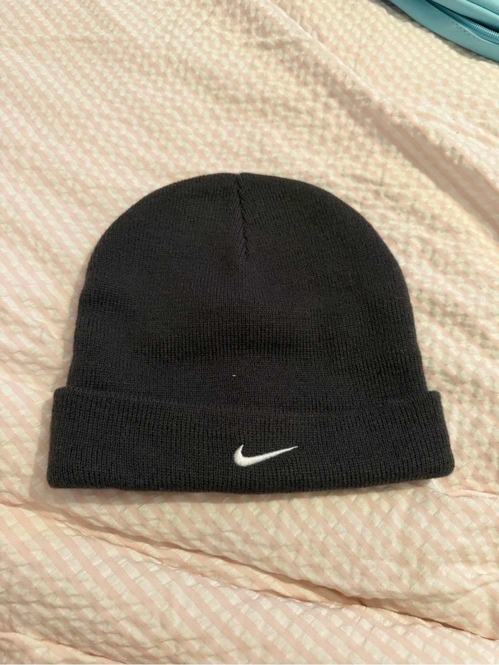 Nike Black Knit Beanie with White Swoosh